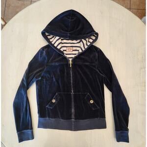 Juicy Couture SZ Large Women's Velour Hoodie Navy